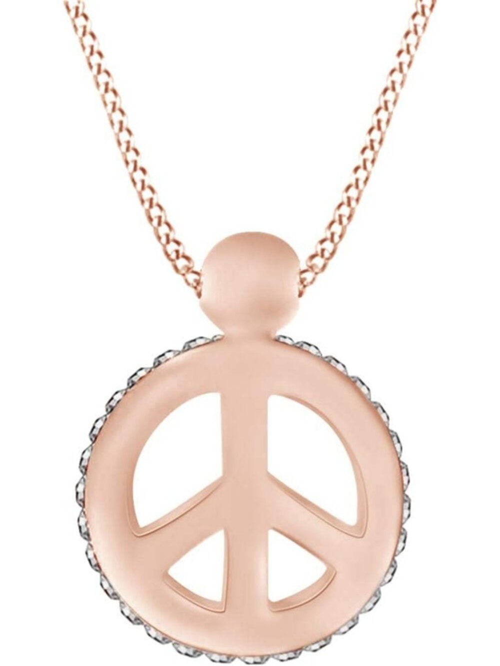 Peace Sign Two Tone Pendant Necklace - 14K Gold Over Sterling Silver Jewelry